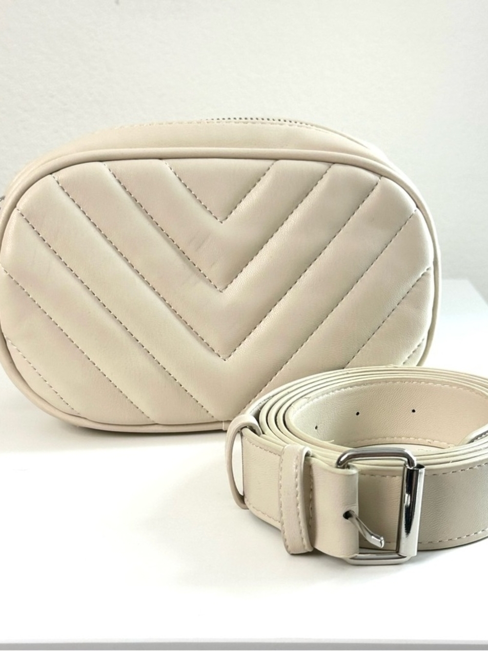 torrid Cream Quilted Crossbody Belt Bag